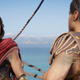 A romance dialogue option appears. See the heart next to one of the lines the player can choose? Kassandra has just made a crack about Thaletas’ speech. He’s pridefully shot back that he gives orders, not speeches. She (and the player) get a chance to flirt over that.